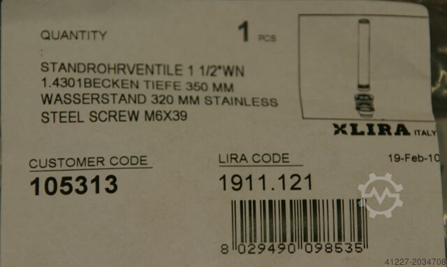 Standpijpafsluiter voor wastafel Lira 1911.121