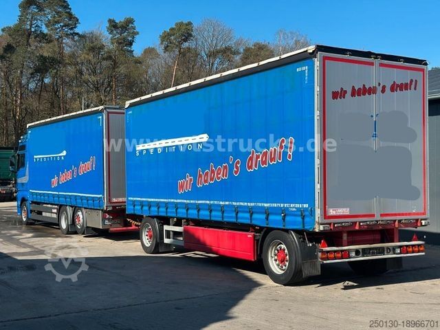 Flatbed truck with tarp MAN TGX 26.440 6x2 + Langfeld LPA18L Komplett-Zug