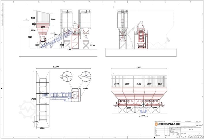 Central de mistura de betão estacionária CONSTMACH Dry Type Concrete Batching Plant 100 m3