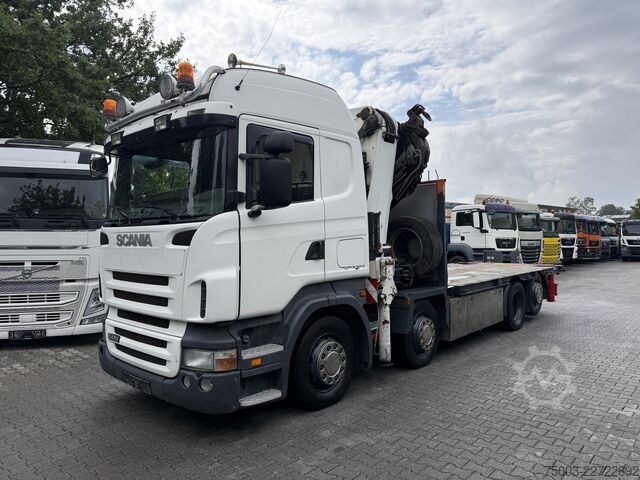 Platós teherautó Scania R420 8X2 HMF ODIN 55 t/m Crane