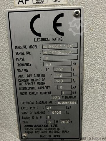 CNC torna tezgahı Mori Seiki NL2500Y/700