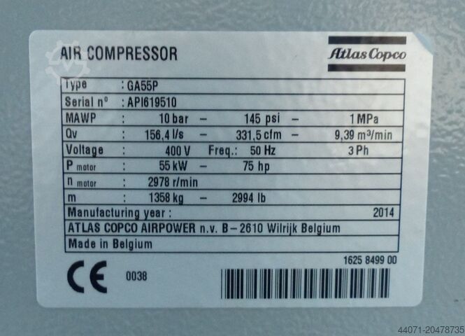 Vidalı kompresör GA55+ Atlas Copco GA55+