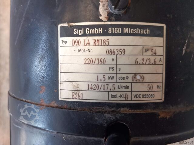 Moteur électrique avec transmission Sigl D90 L4 RMI85 1,5kw 18rpm