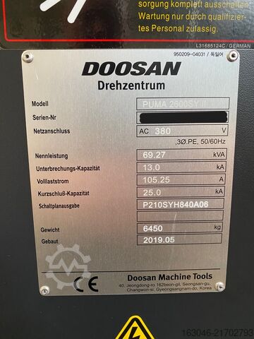 CNC-svarvning-fräsning DOOSAN Puma 2600SY II mit Siemens
