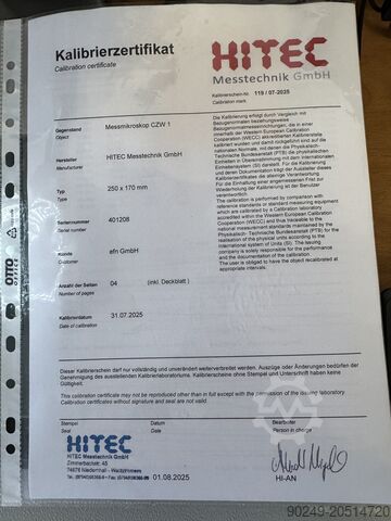 Microscope de mesure HITEC CZW 1 250 x 170 mm HITEC Messtechnik CZW 1 Video Messmikroskop CZW1 mit M3 Software