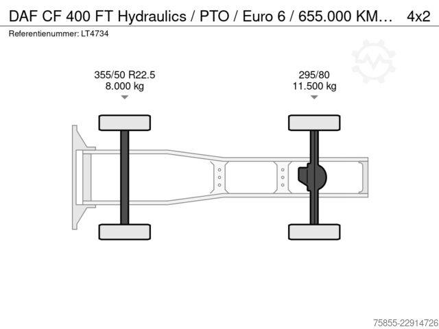  DAF CF 400 FT Hydraulics / PTO / Euro 6 / 655.000 K...
