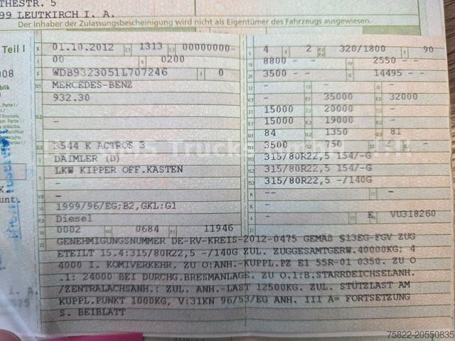 Tipper truck MERCEDES-BENZ Actros 3544 4144 / EPS / 8X4 / Meiller BORDMATIK