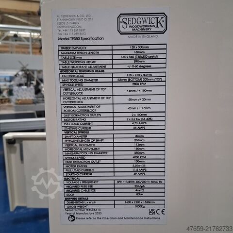 Egyoldalas csapozógép Sedgwick TESH