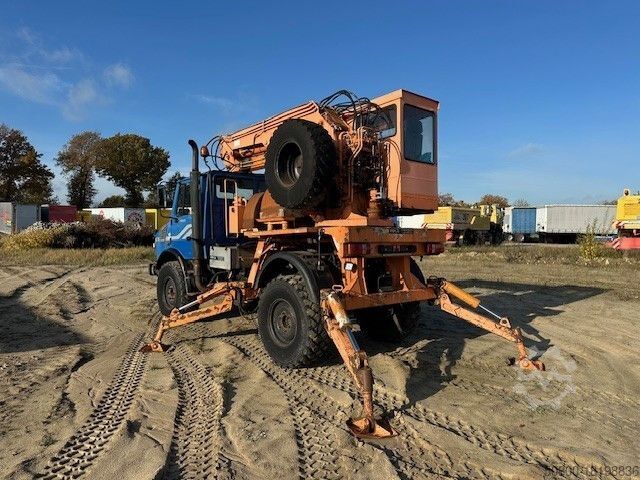 Speciale doeleinden vrachtwagen UNIMOG U 1450 4x4, Zug & Bergwinde, Kran, Greifer, AHK