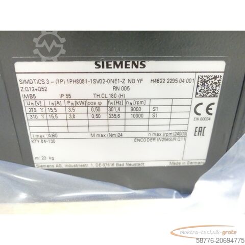 Siemens-motor Siemens 1PH8081-1SV02-0NE1 - Z SN:YFH4622229504001 - ! -