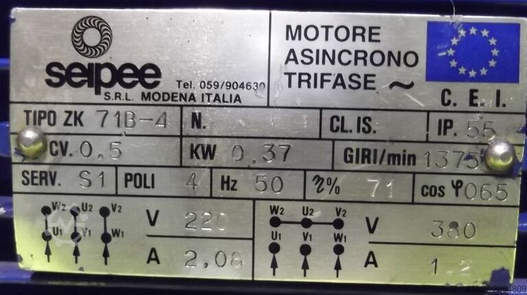 Redüktörlü motor 0,37 kW 14 devir/dakika Seipee ZK71B-4
