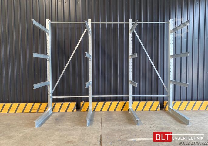 Cantilever rack ca. 4,02 lfm. Kragarmregal H: 300 cm T: 137 cm , 500 Kg/Arm , 4 Lagerebenen