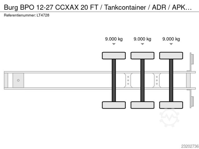 Burg BPO 12-27 CCXAX 20 FT / Tankcontainer / ADR / Besiktning (APK-TÜV) 03-27 LT4728 Burg BPO 12-27 CCXAX 20 FT / Tankcontainer / ADR / A...