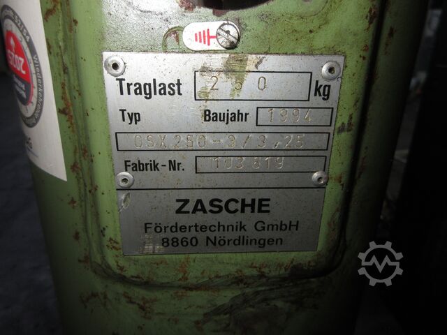 Kolomzwenkkraan Zwenkzwenkkraan Kettingtakel Zasche Stahl Kran Drehkran Hallenkran GSX 250Kg 0,25t 3m Demag PK Kettenzug