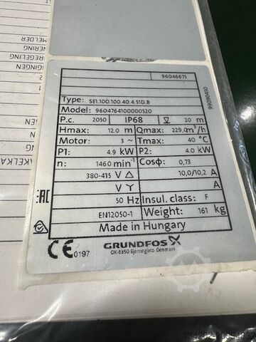 Abwasserpumpenanlage Grundfos SE1.100.100.40.4.51D.B