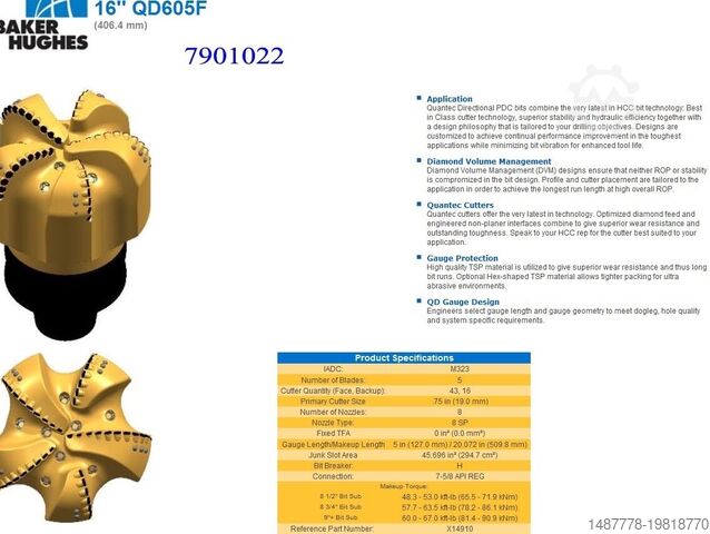 PDC boorkoppen Baker Hughes-USA Genesis XT / HCR Series