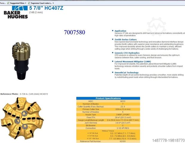 PDC boorkoppen Baker Hughes-USA Genesis XT / HCR Series