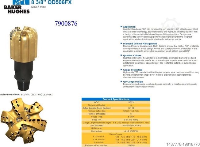 PDC boorkoppen Baker Hughes-USA Genesis XT / HCR Series