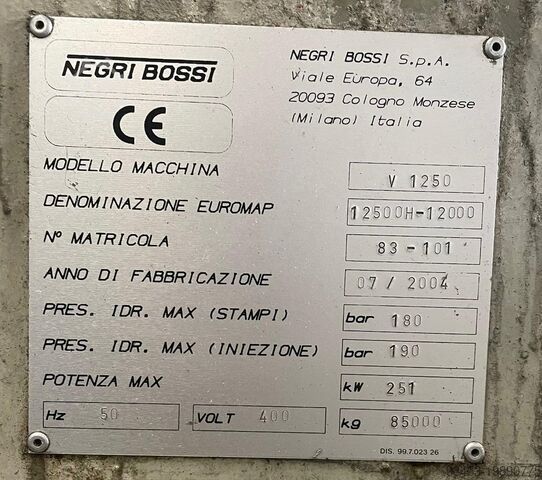 Presse à injection NEGRI BOSSI V 1250