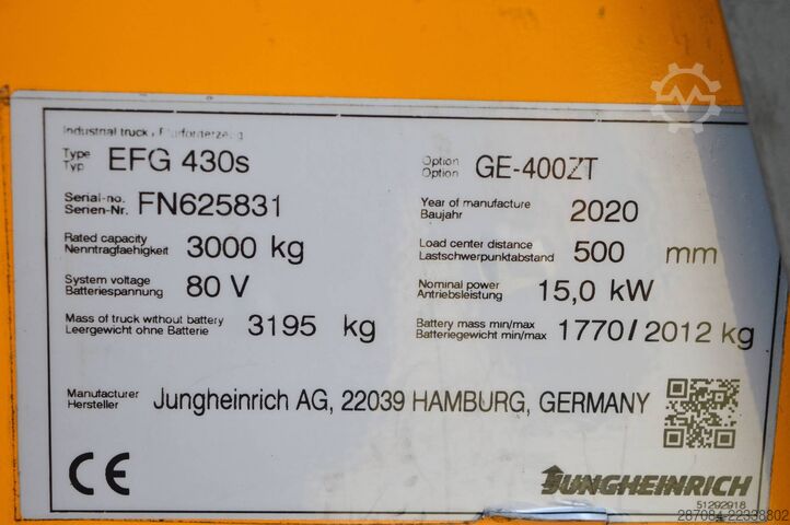 Gaffeltruck Jungheinrich EFG 430s