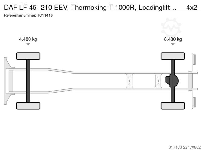 Kølet/frosset transport DAF LF 45 -210 EEV, Thermoking T-1000R, Loadinglift