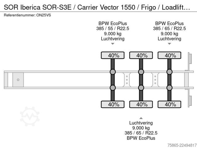 Hűtött/fagyasztott szállítás SOR Iberica SOR-S3E / Carrier Vector 1550 / Frigo / Loadlif...