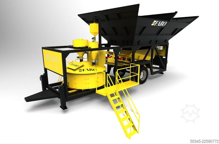 Usina de concreto móvel FABO Mobile Concrete Batching Plant 30 m3/h Mobile Concrete Batching Plant