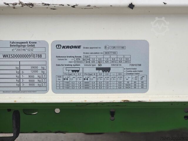 Auflieger mit Pritsche & Plane KRONE SD * PR.+PL. * SAFETY ROOF * BPW * LIFT *