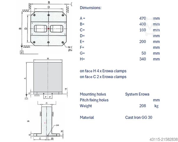 Terning med Erowa spændesystem EROWA ER-051145 FL-AA0324