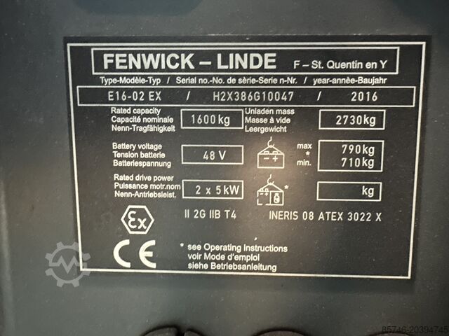 E 16 - 386 / 02 Evo - Atex Proplan EX 2G / Zone 1 * Triplex FFL !! NEW battery !! LINDE E 16 - 386 / 02 Evo - Atex Proplan EX 2G / Zone 1 * Triplex FFL !! NEW battery !!