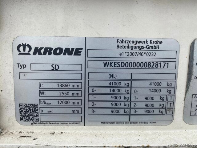  Krone SD Tautliner / Boorden / Dhollandia Laadklep / ...