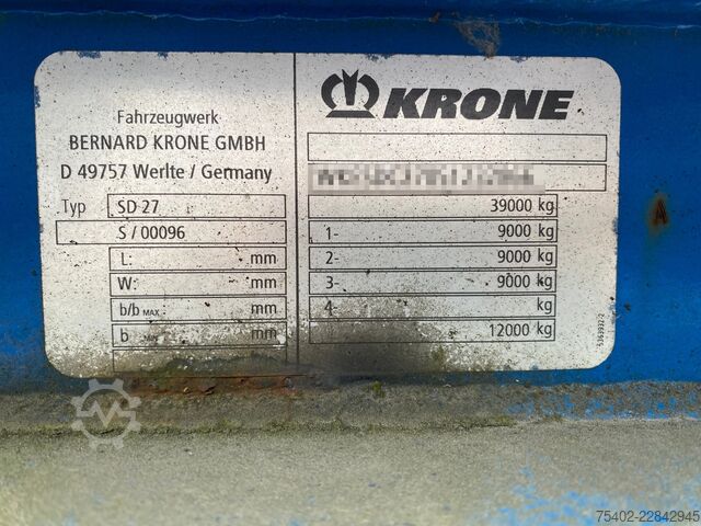 Transport af containere Krone SD 27 / Conatiner chassis / 40 FT / BPW