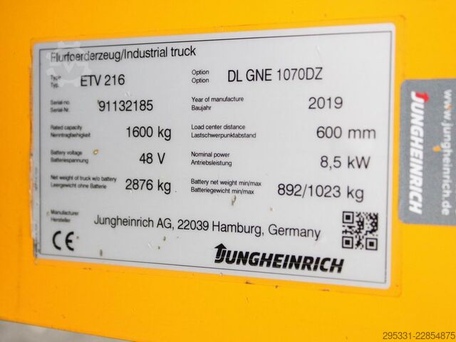 Reachtruck Jungheinrich ETV 216  DL GNE-1070DZ