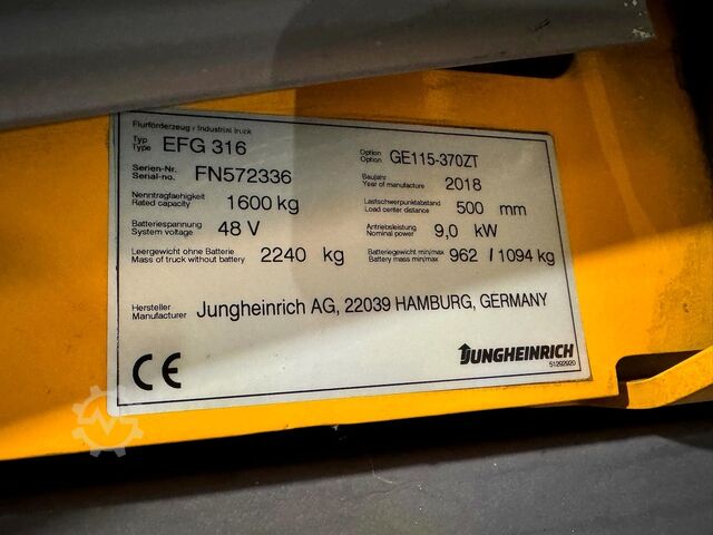 Batterie 2023 Service +UVV 09/27 Jungheinrich EFG 316
