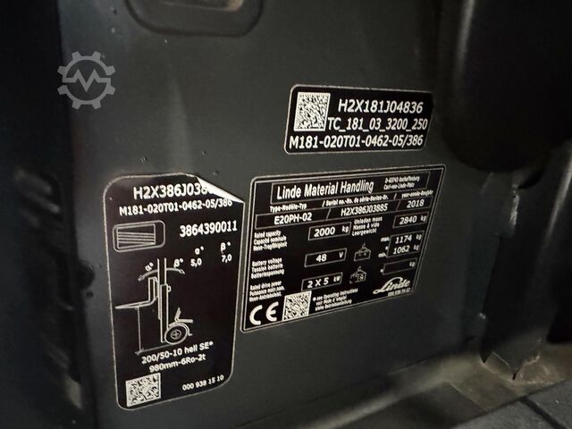 3.+4.V Sidoförskjutning Elektrisk 7 399 h Linde E 20PH