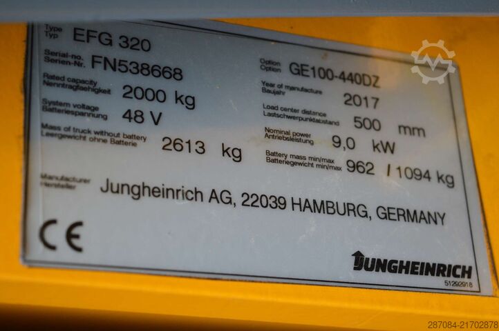 Chariot élévateur Jungheinrich EFG 320  Batterie Bj2023  TOP