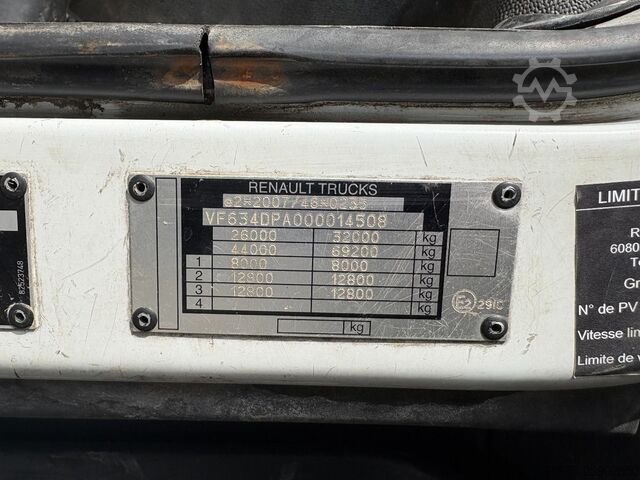 Platte bak Renault Kerax 380 6x4 Full Steel / Hiab 166B-3 / Remote...