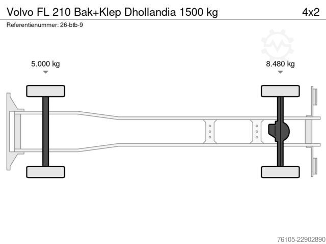  Volvo FL 210  Bak+Klep Dhollandia 1500 kg