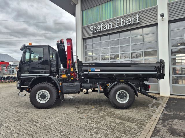 Üç taraflı damperli kamyon IVECO Eurocargo ML150E32WS 4x4 Kran HMF 1130K Funk AHK