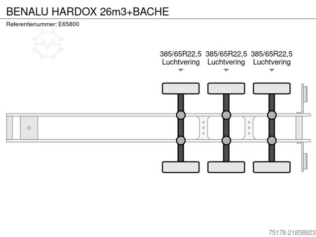 Avfallsbil BENALU HARDOX 26m3+BACHE