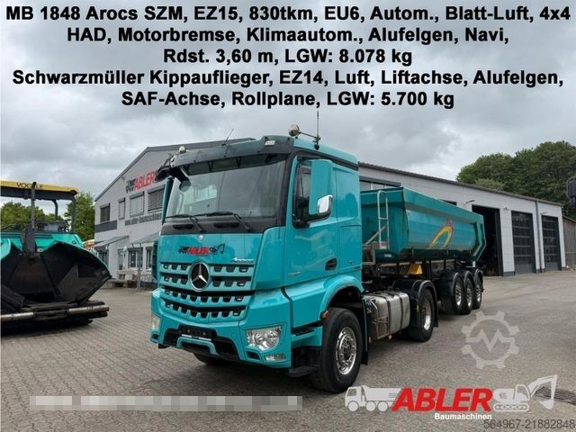 Standart çekici ünitesi MERCEDES-BENZ 1848 Arocs SZM 4x4 HAD Alufelgen + Kippaulieger