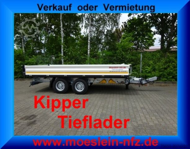 Sklopný přívěs Möslein TTD 11 Weiß neuer Tandem 3- Seitenkipper Tieflader-- Neufahrzeug --
