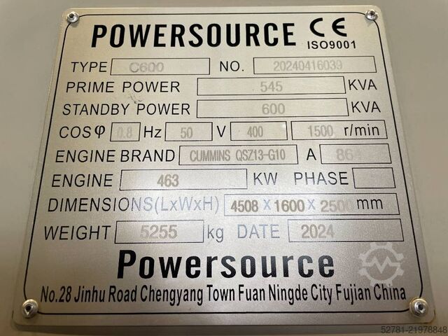Agrega Cummins QSZ13-G10 - 600 kVA Generator - DPX-19847