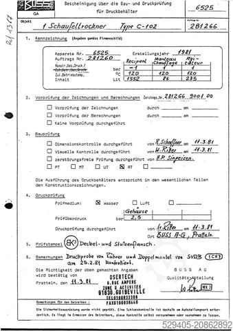 Lapátos vákuumszárító Buss C-102