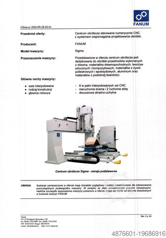 Centrum obróbcze FANUM SIGMA 5-OSIOWA OBRABIARKA CNC