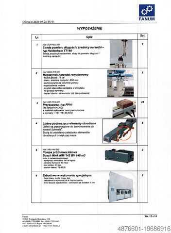 Centrum obróbcze FANUM SIGMA 5-OSIOWA OBRABIARKA CNC