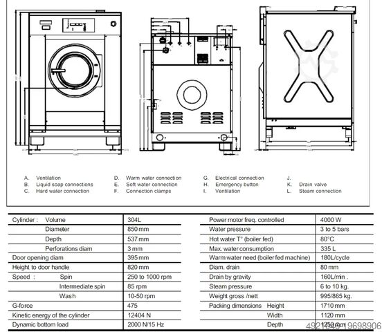 Vrijstaande wasmachine Treysse Ipso HF304C Industrie Waschmaschine