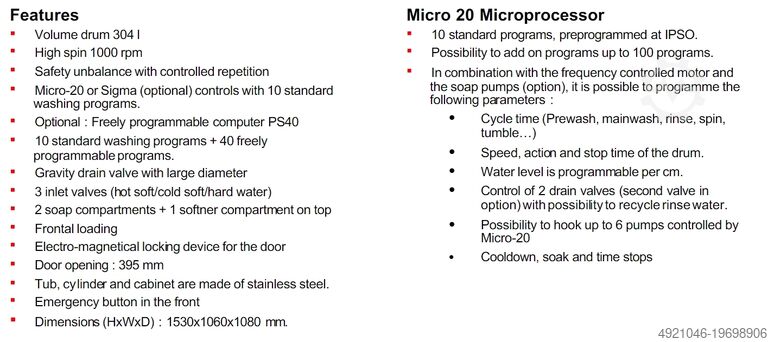 Vrijstaande wasmachine Treysse Ipso HF304C Industrie Waschmaschine