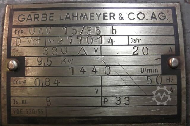 Motor elétrico 9,5 kW 1440 Rpm Garbe Lahmeyer OAV15/35b