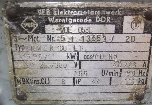 Elektromotor 11 kW 965 U/min VEM KMER160L6